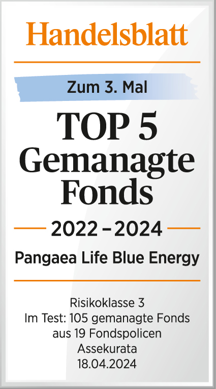 Handelsblatt Top 5 2022-2024 - Siegel für Pangaea Life Blue Energy Fonds